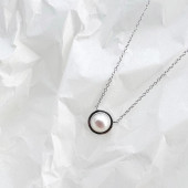 Colier cu perla naturala alba si lantisor argint DiAmanti SK21248N-W-G